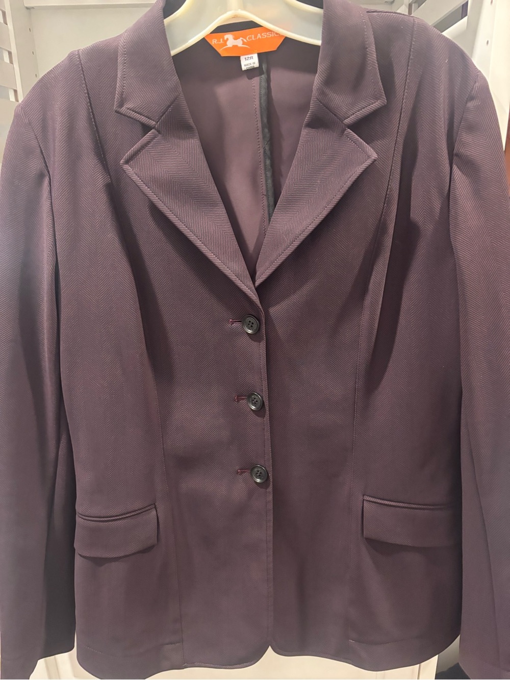 RJ Classics Women’s Plum Horseback Riding Show Coat. 12R, Orange Label,